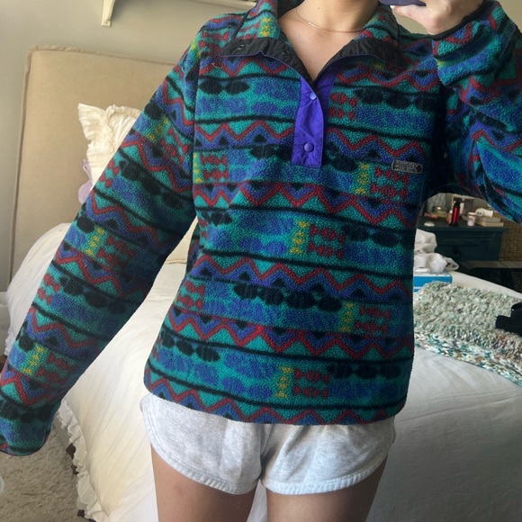 ✨COLUMBIA VIBRANT PATTERNED 1/4 SNAP PULLOVER - Picture 4 of 9